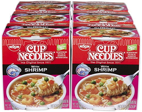 Nissin Cup Noodles Ramen, Shrimp, 2.25 Oz, 6 Ct