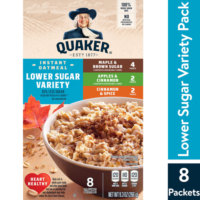 Quaker Lower Sugar Variety Pack Oatmeal - 9.3oz