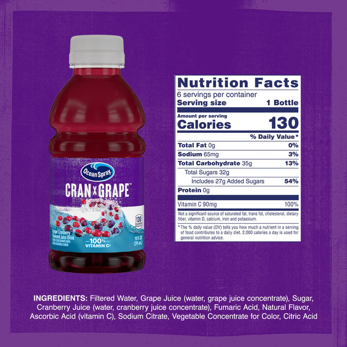 Ocean Spray Juice, Cran-Grape, 10 Fl Oz, 6 Ct