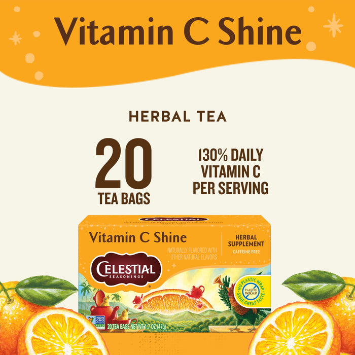 Celestial Seasonings Shine Vitamin C Supplement Herbal Tea Bags 20 Count