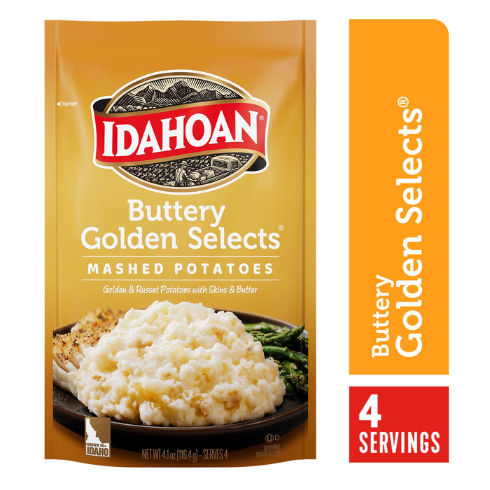 Idahoan Mashed Potatoes, Buttery Golden Selects, 4.1 Ounce