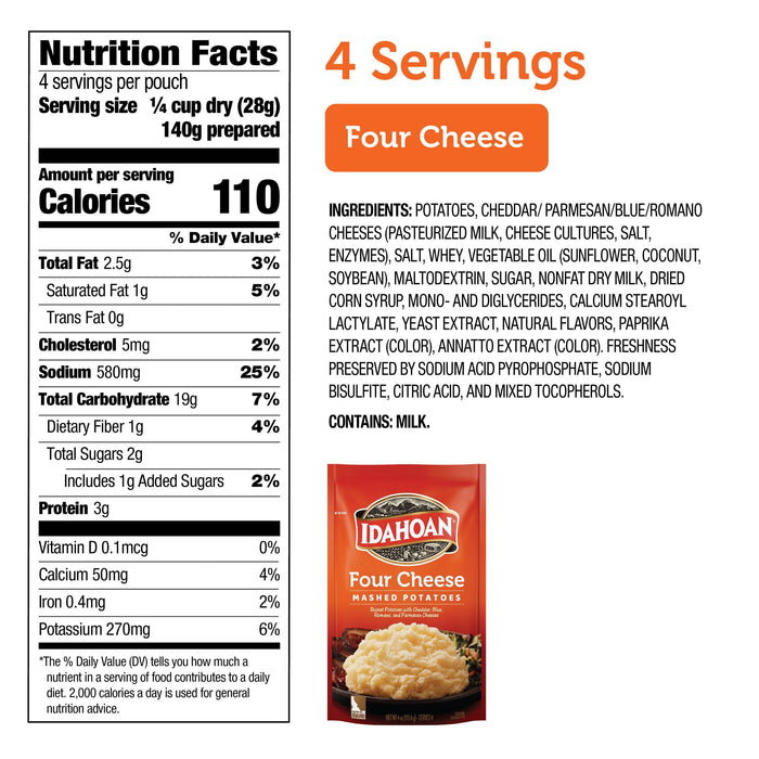 Idahoan Four Cheese Mashed Potatoes 4 oz Pouch