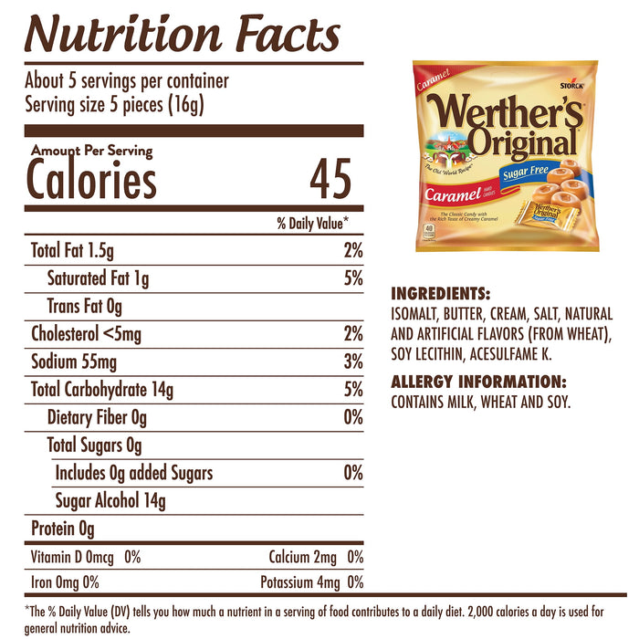 Werthers Original Hard Sugar Free Caramel Candy 2.75 oz