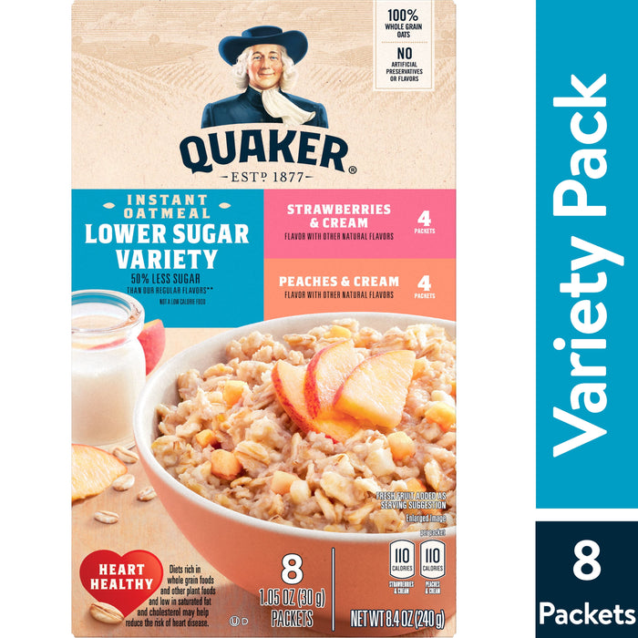 Quaker Instant Oatmeal Low Sugar Fruit and Cream Variety 8.4 oz