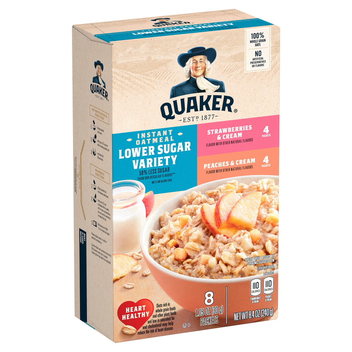 Quaker Instant Oatmeal Low Sugar Fruit and Cream Variety 8.4 oz