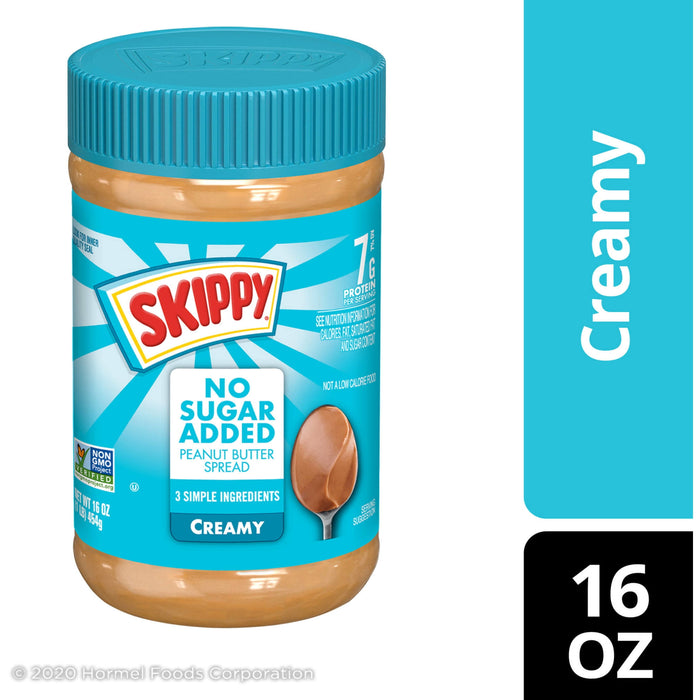 SKIPPY Creamy Peanut Butter Spread No Sugar Added, 16 Ounce