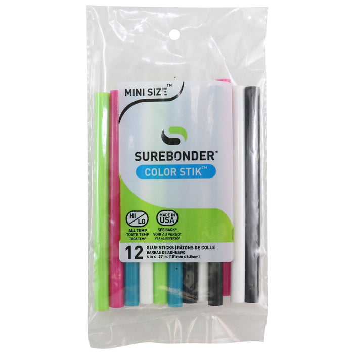 All-Temp Color Stik Mini Glue Sticks-.27"X4" 12/Pkg