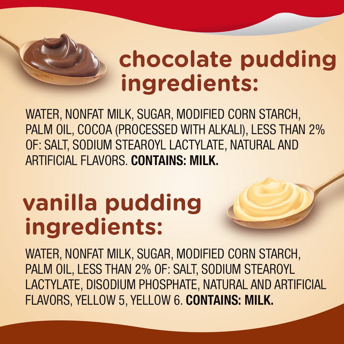 Snack Pack Chocolate and Vanilla Pudding Cups Family Pack, 12 Count, 39 OZ
