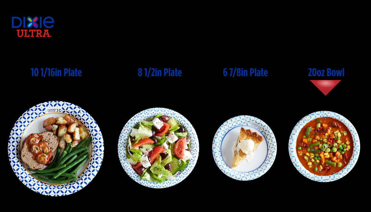 Dixie - Ultra Strength Paper Disposable Bowls, Dinner Or Lunch Size Printed, 20 Oz - 26 Count