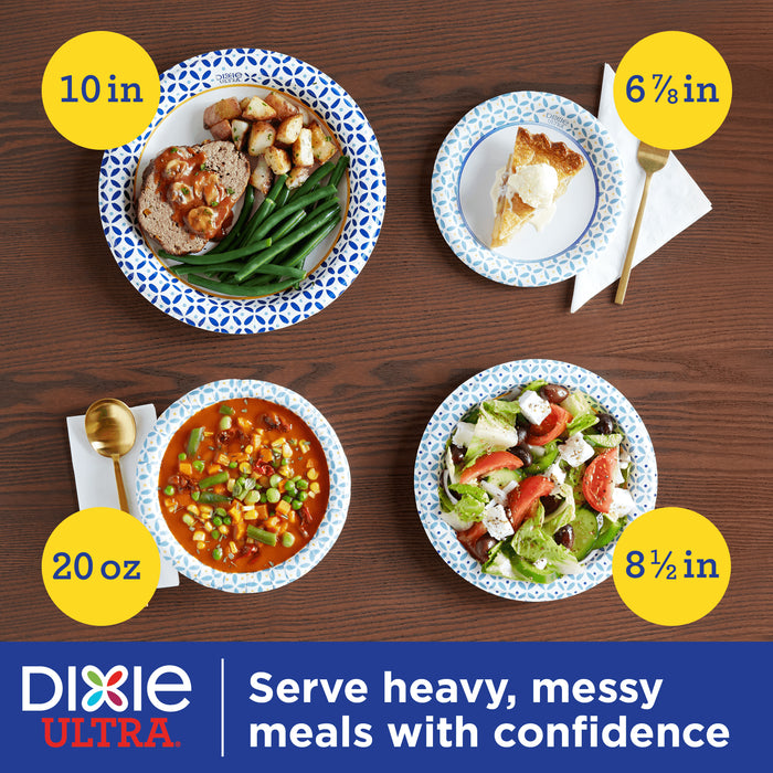 Dixie - Ultra Strength Paper Disposable Bowls, Dinner Or Lunch Size Printed, 20 Oz - 26 Count