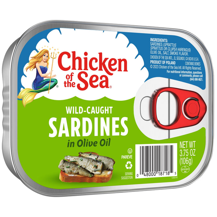 Chicken of the Sea Sardines in Oil, Extra Virgin Olive Oil, Wild Caught, 3.75-Ounce
