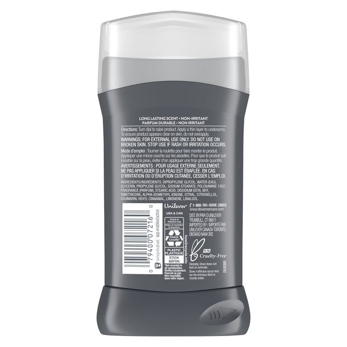 Dove Deodorant 3 Ounce Mens Clean Comfort 1/4 Moisturizer (88ml)