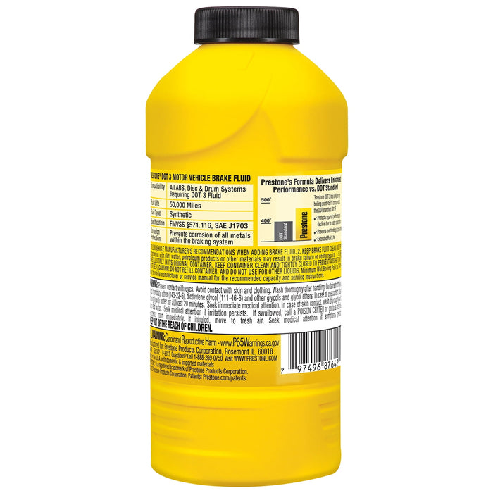 Prestone Synthetic Hi Temp DOT 3 Brake Fluid, 12 fl. oz