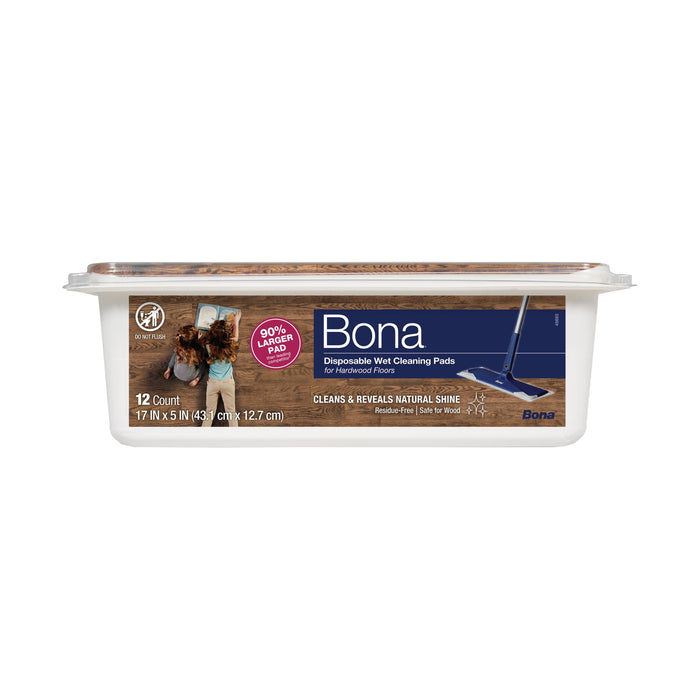 Bona Cleaning Products Mop Refill Wood Surface Wet Mopping Disposable Cleaning Pads - Unscented, 12 ct