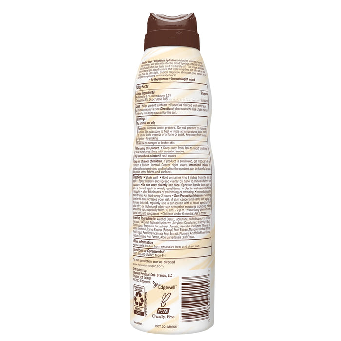 Hawaiian Tropic Silk Hydration Weightless Clear Spray Sunscreen, SPF 50, 6 Ounces