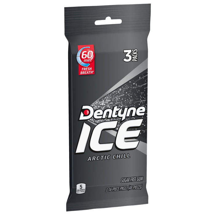 Dentyne Ice Arctic Chill Sugar Free Gum, 3 Packs of 16 Pieces (48 Total Pieces)