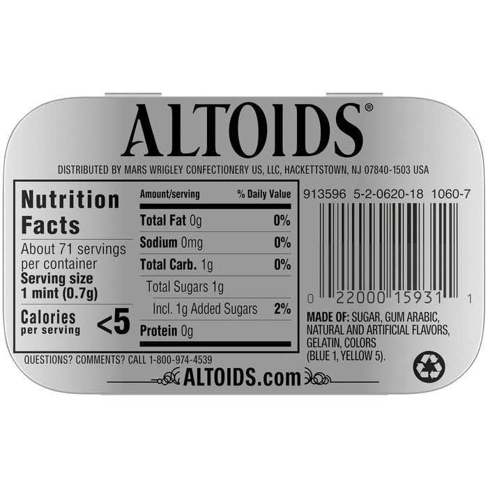 Altoids Classic Spearmint Breath Mints Hard Candy - 1.76 oz each Tin