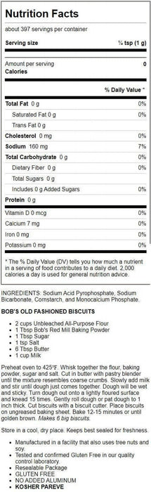 Bob's Red Mill, Double Acting Baking Powder, Gluten Free, No Added Aluminum, 14 Oz