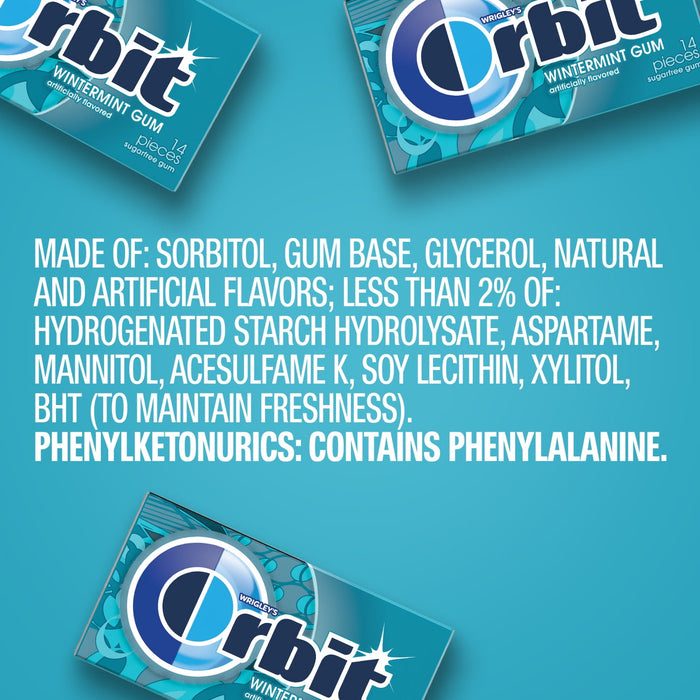 Orbit Gum, Sugarfree, Wintermint, 42 piece packages