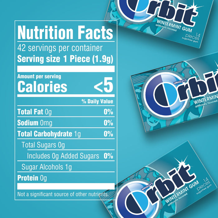 Orbit Gum, Sugarfree, Wintermint, 42 piece packages