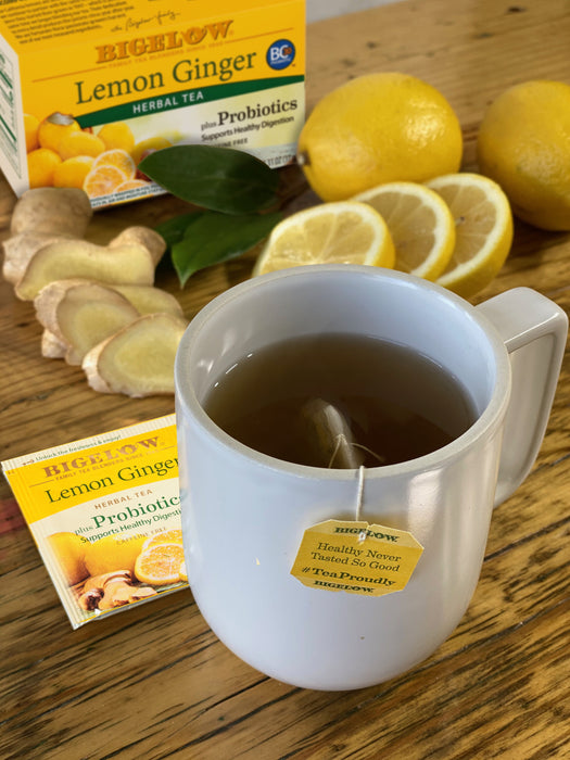 Bigelow Classic Lemon Ginger Herbal Tea Plus Probiotics 18 Bags