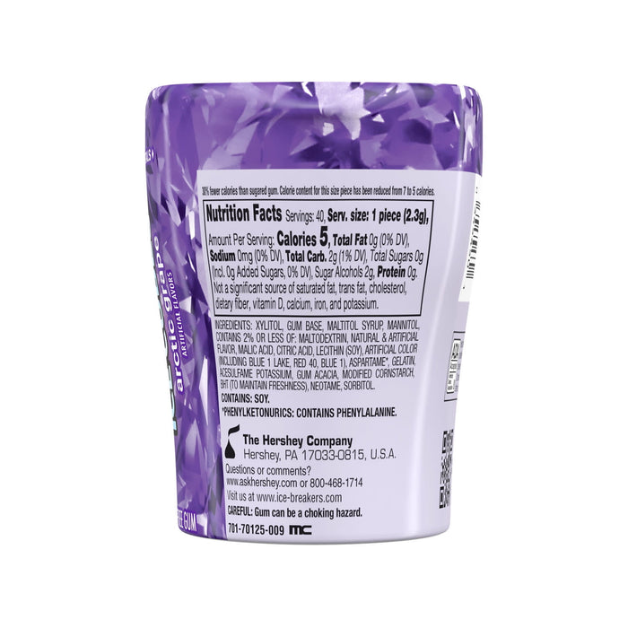 Ice Breakers Ice Cubes Arctic Grape Sugar Free Chewing Gum 3.24 oz Bottle 40