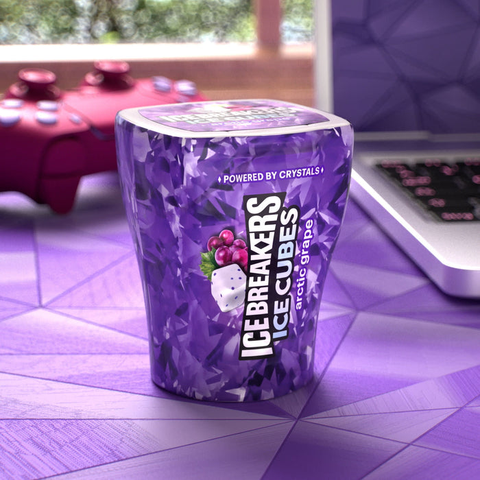 Ice Breakers Ice Cubes Arctic Grape Sugar Free Chewing Gum 3.24 oz Bottle 40