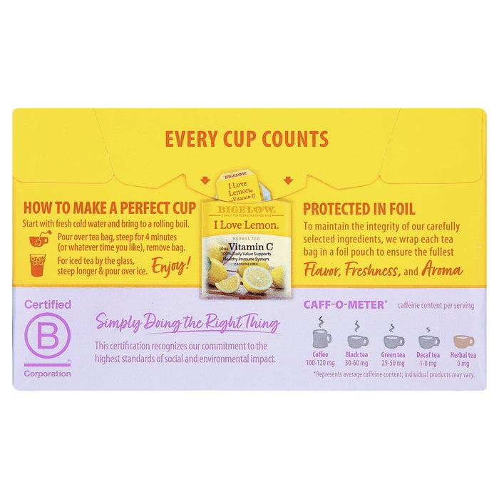 Bigelow Herbal Tea, I Love Lemon, 20 Ct