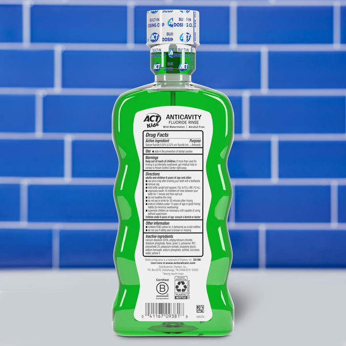 ACT Kids Anticavity Fluoride Rinse, Wild Watermelon, 16.9 Ounce