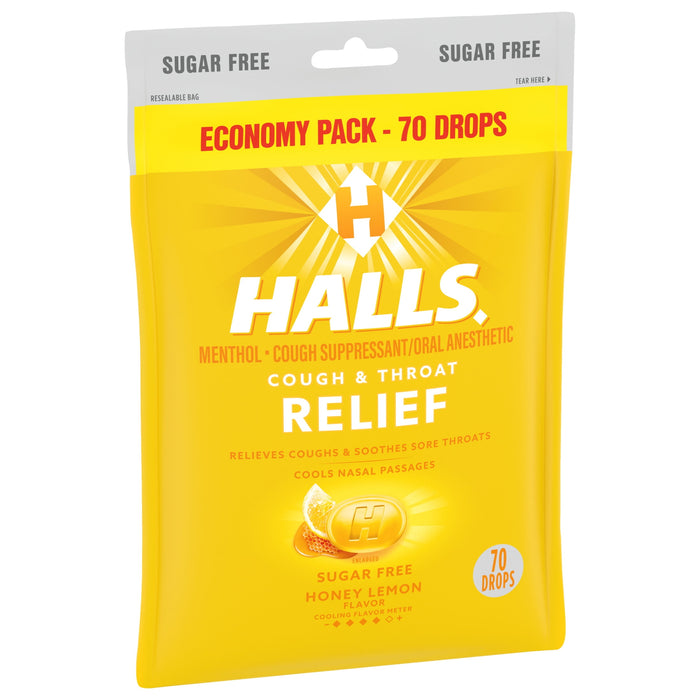 Halls Sugar Free Cough Drops - Honey Lemon - 70ct