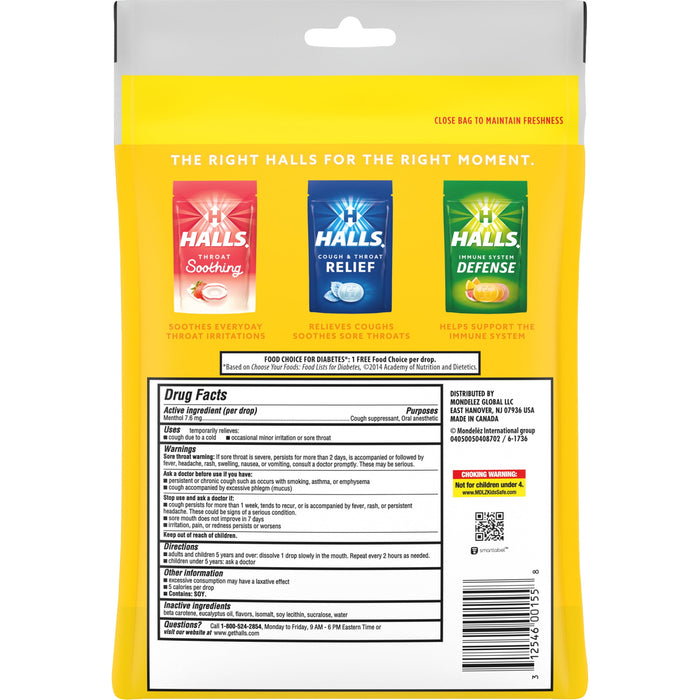 Halls Sugar Free Cough Drops - Honey Lemon - 70ct
