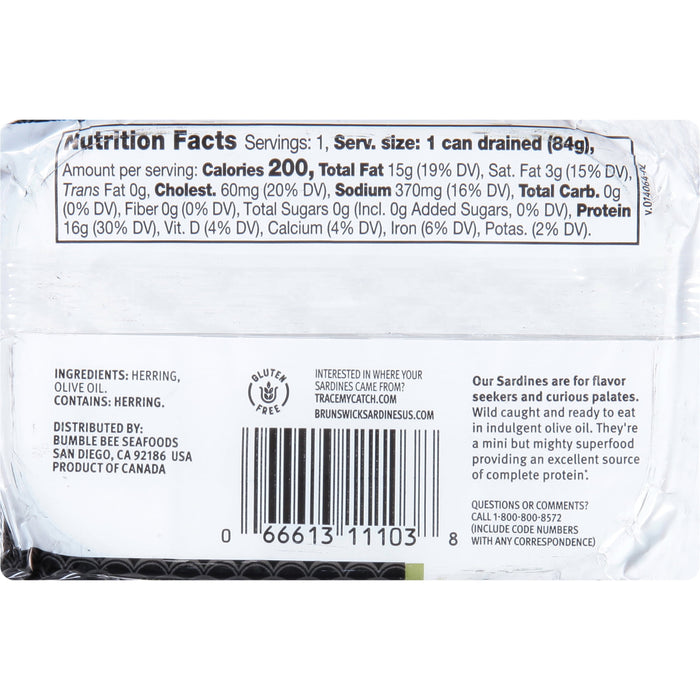 Brunswick Sardines in Olive Oil, 3.75 oz Can