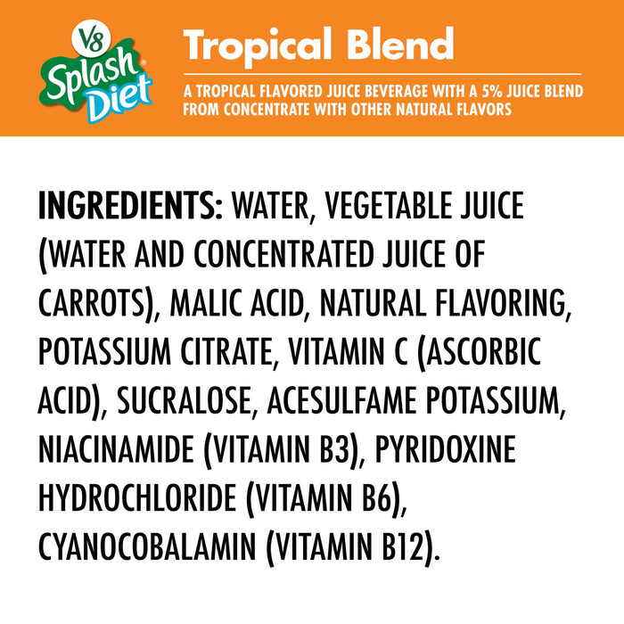 V8 Splash Diet, Tropical Blend Diet Juice Drink, 64 Fl Oz Bottle