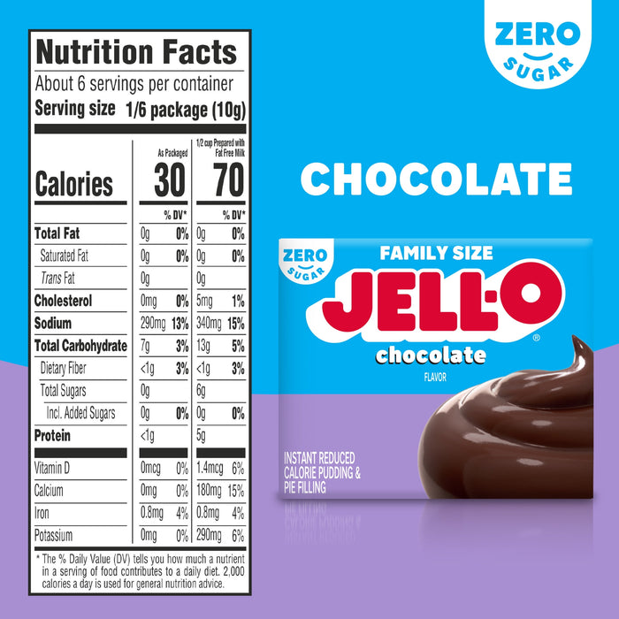 Jell-O Sugar-Free Instant Pudding and Pie Filling, Chocolate, 2.1-Ounce