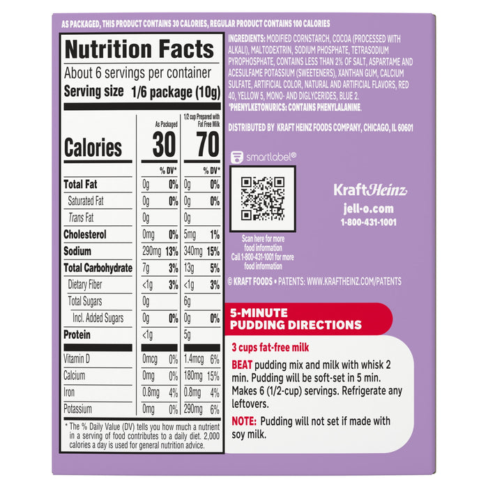 Jell-O Sugar-Free Instant Pudding and Pie Filling, Chocolate, 2.1-Ounce
