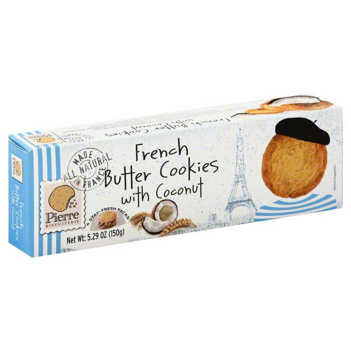 Pierre Biscuiterie French Butter Cookies with Coconut, 5.29 oz