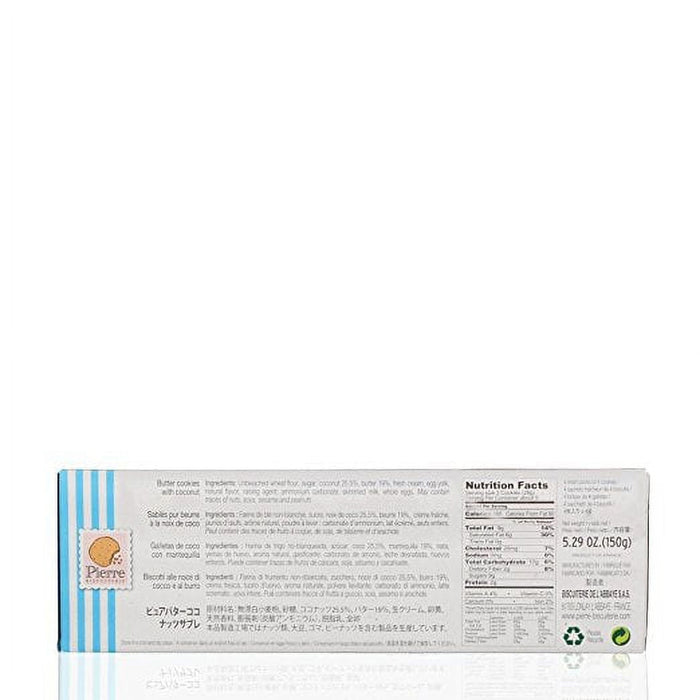 Pierre Biscuiterie French Butter Cookies with Coconut, 5.29 oz