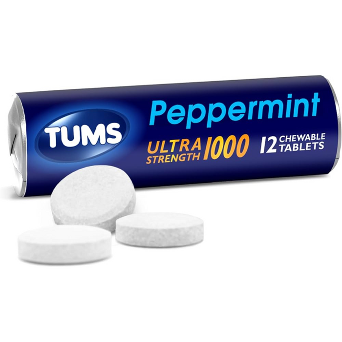 TUMS Antacid Chewable Tablets Peppermint