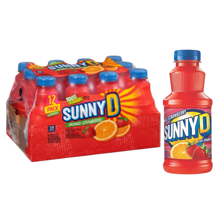 SunnyD Orange Strawberry Juice Drink 16 oz Bottles Pack of 12 BB. 01/07/2025