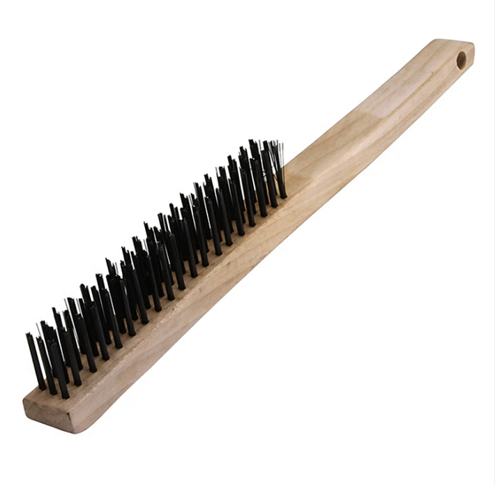 WOOD HANDLE 13-5/8 IN. WIRE BRUSH 3 X 19 ROWS