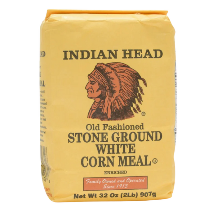 Indian Head Corn Meal Old Fashioned Stone Ground White 2 Lbs