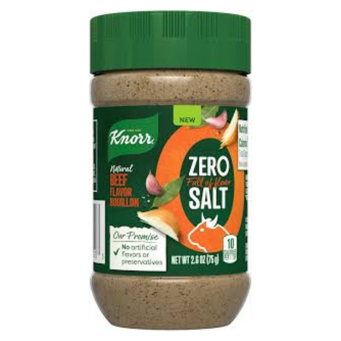 Knorr Zero Salt Powder Bouillon For Sauces, Gravies And Soups, Natural Beef Flavor Bouillon With No Artificial Flavors Or Preservatives 2.6oz