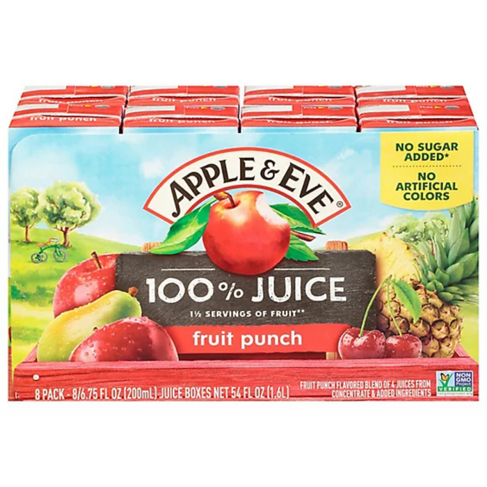 Apple & Eve 100% Juice, Fruit Punch, 6.75 Fl. Oz - Pack of 8 (54 fl oz in total)