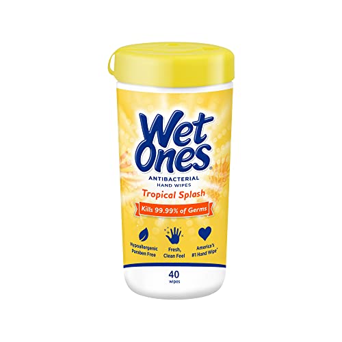 Wet Ones Antibacterial Hand Wipes Tropical Splash Citrus Scent 40 Ct Canister