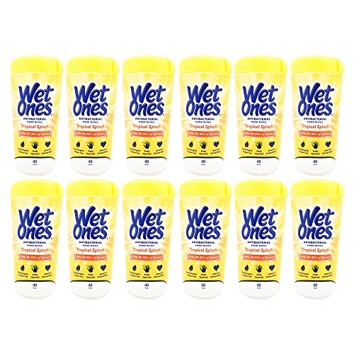 Wet Ones Antibacterial Hand Wipes Tropical Splash Citrus Scent 40 Ct Canister