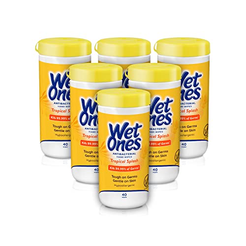 Wet Ones Antibacterial Hand Wipes Tropical Splash Citrus Scent 40 Ct Canister