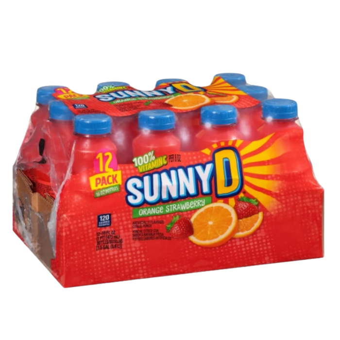 SunnyD Orange Strawberry Juice Drink 16 oz Bottles Pack of 12 BB. 01/07/2025