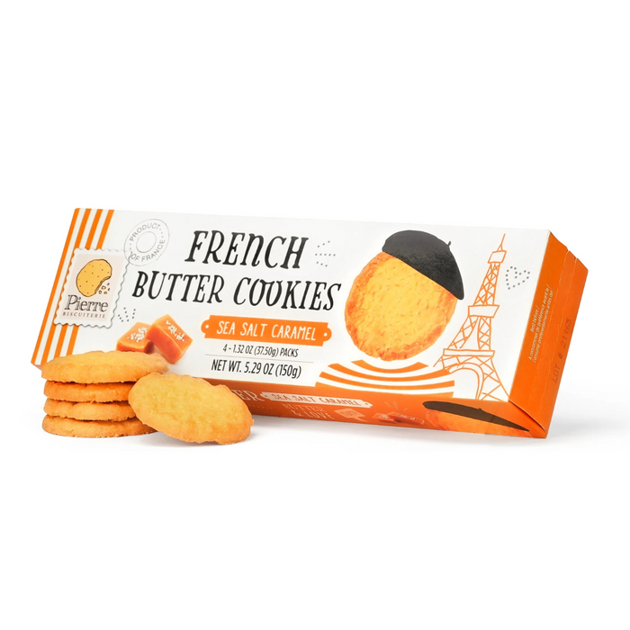 Pierre Biscuiterie French Butter Cookies with Sea Salt Caramel,Snack 5.29 oz